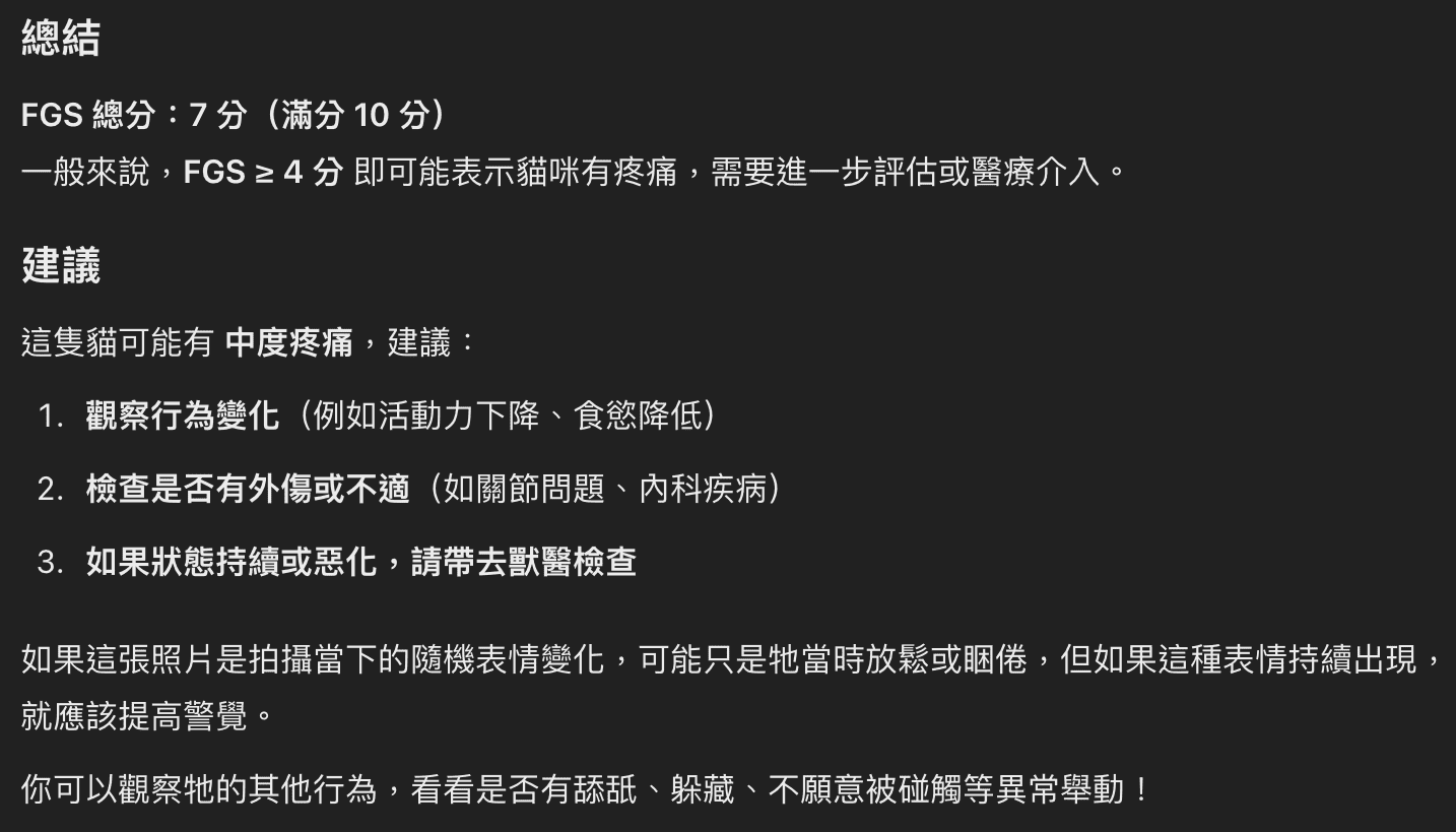 圖4. ChatGPT 根據圖2主子清晰大頭照所提供的分析建議